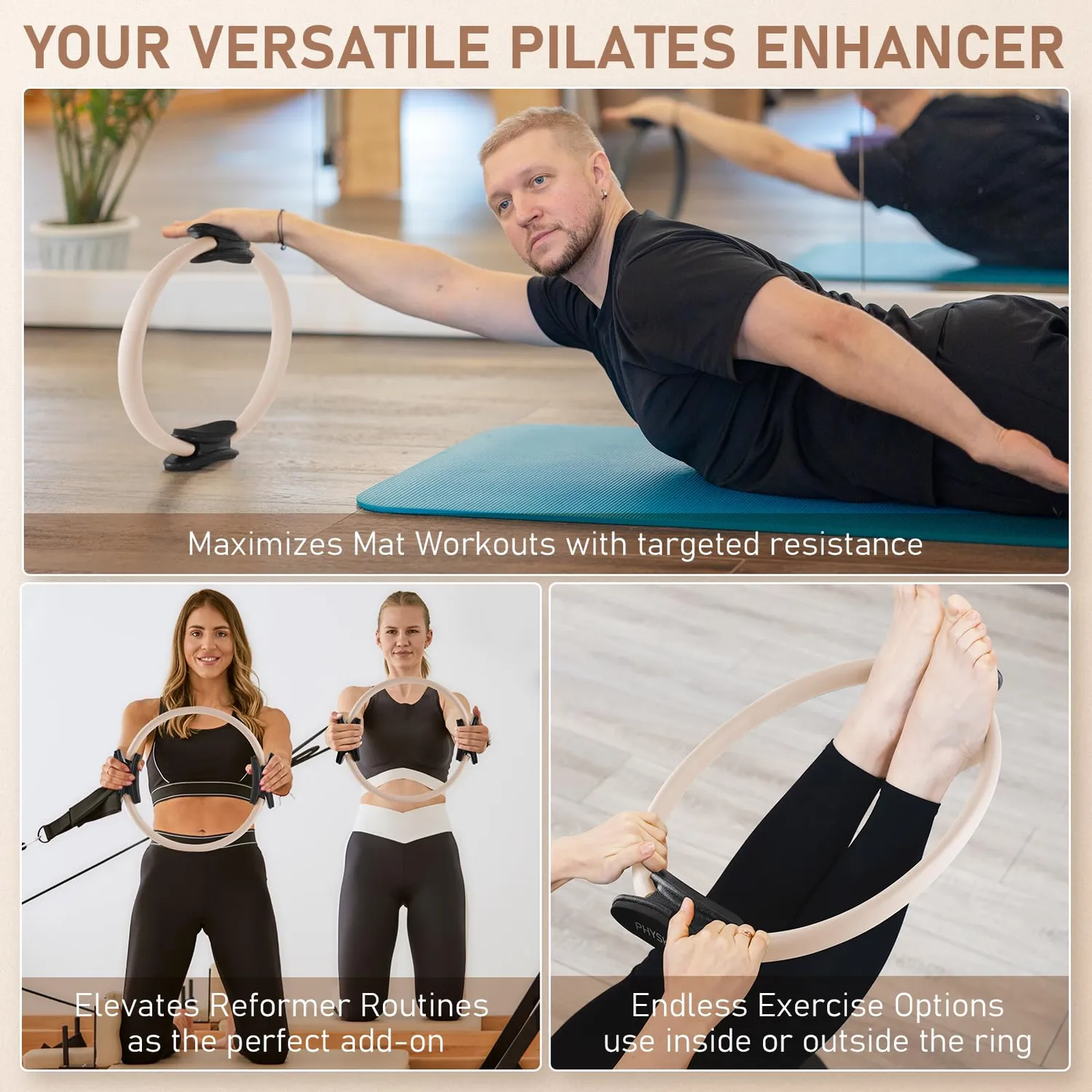 PhysKcal Anneau Pilates 38 cm nude beige fibre de verre