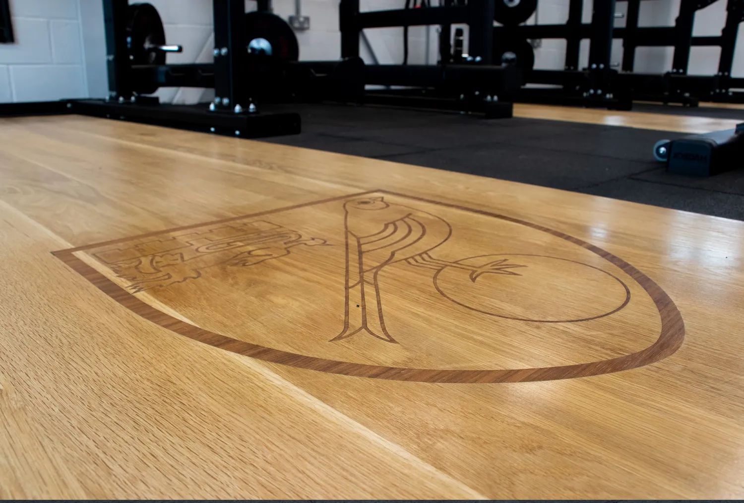 Jordan Olympic plateforme haltérophilie chêne gravée laser