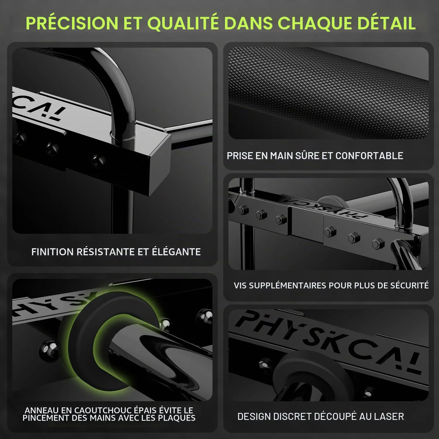 PhysKcal Barre hexagonale olympique trap 200 kg noire