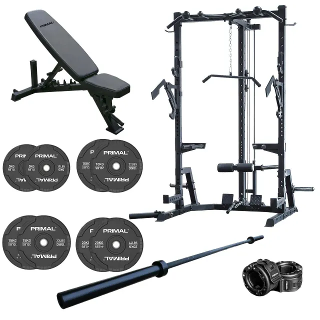 Primal Ultimate Half Rack pack home gym barre 100 kg banc
