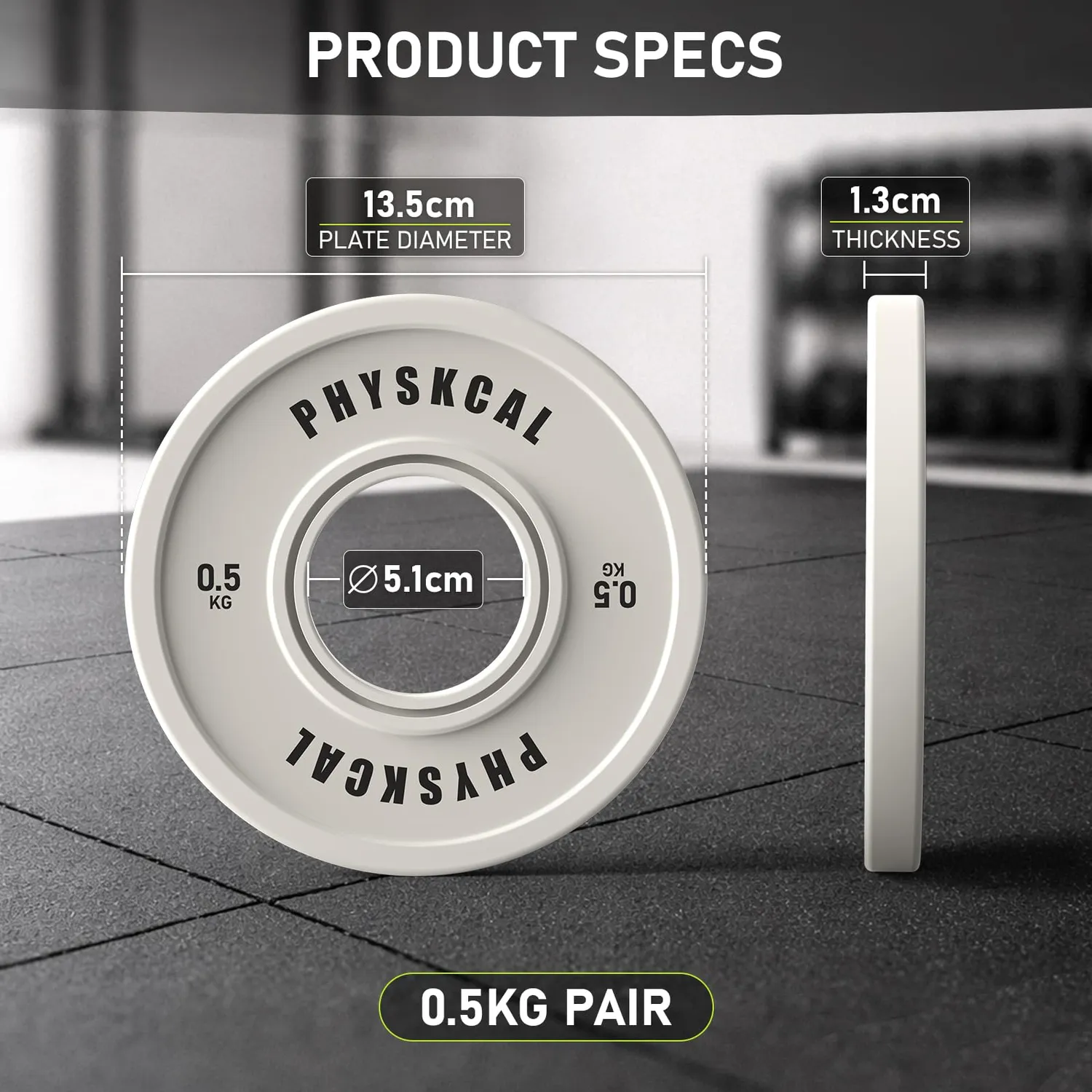 PhysKcal Bumper Disques Olympique 50 mm 2x0,5 kg Couleur