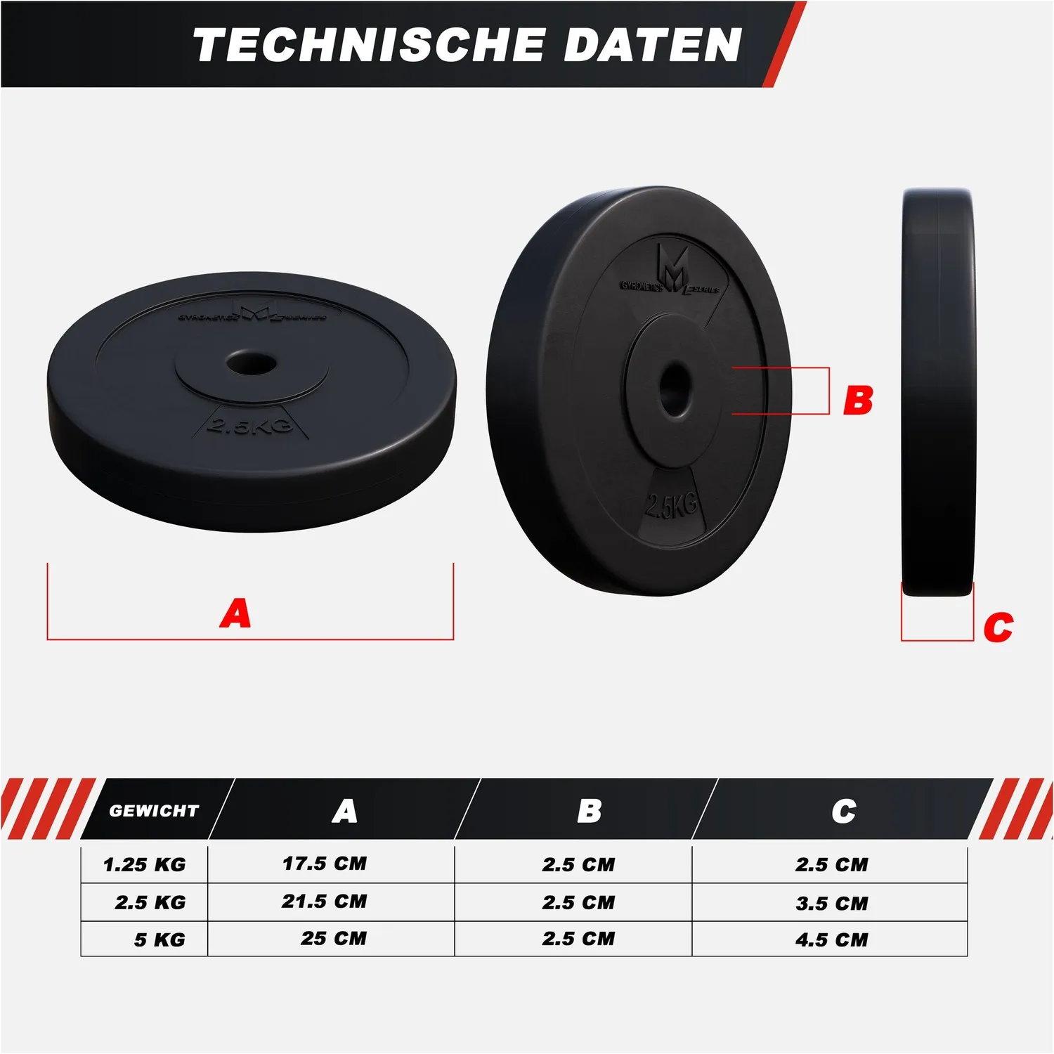 Gyronetics E-Series set 12 disques musculation 30 kg 25 mm