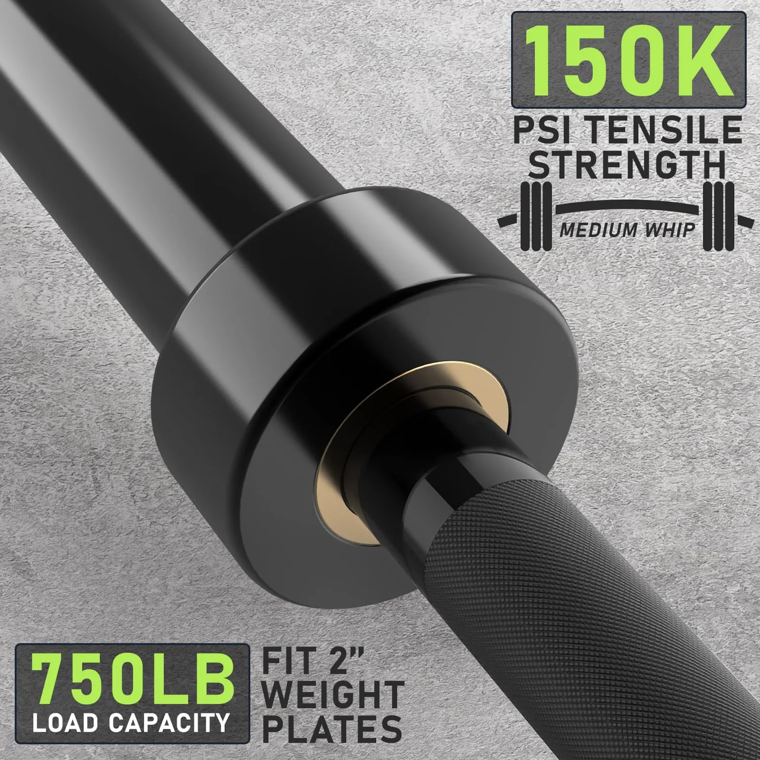 PhysKcal barre olympique 20 kg 220 cm noire 50 mm
