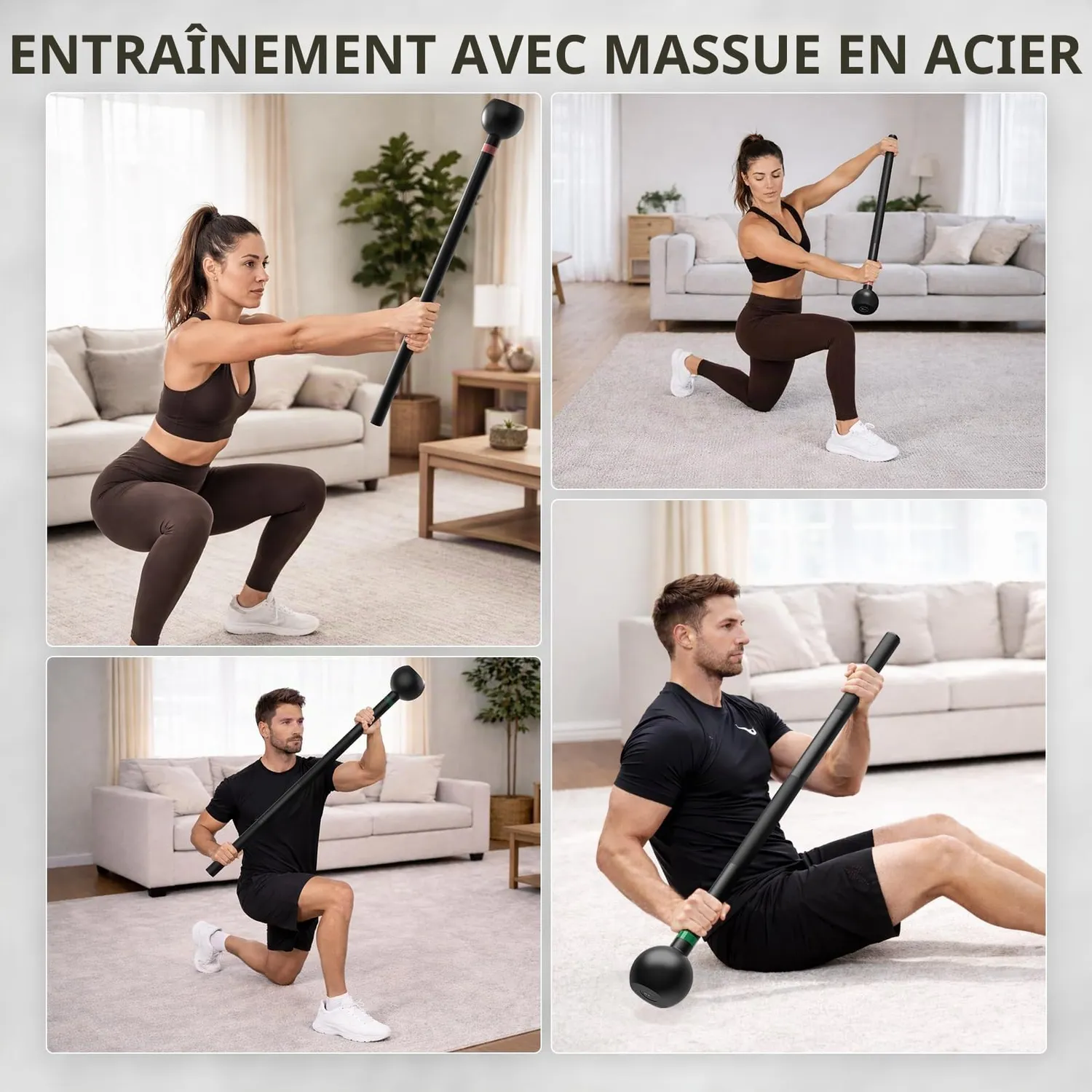 PhysKcal Steel Mace massue acier 6 kg moletée