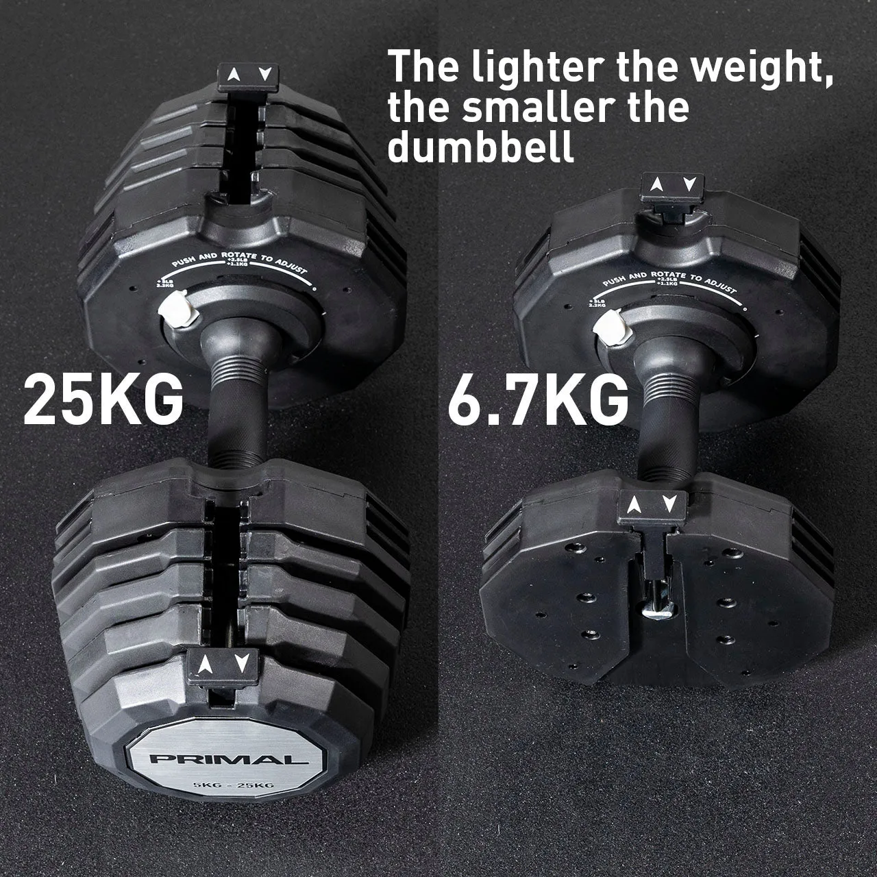 Primal 25kg haltère réglable paire sans support 15-en-1