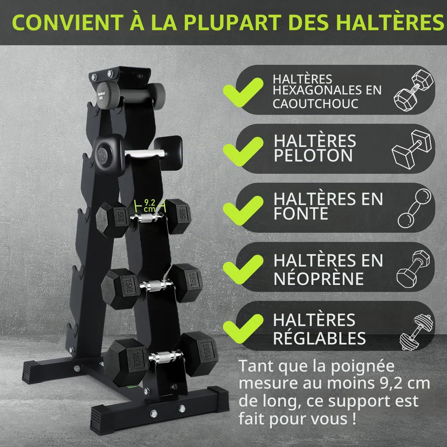 PhysKcal Support Haltères Acier 5 Niveaux 350 kg