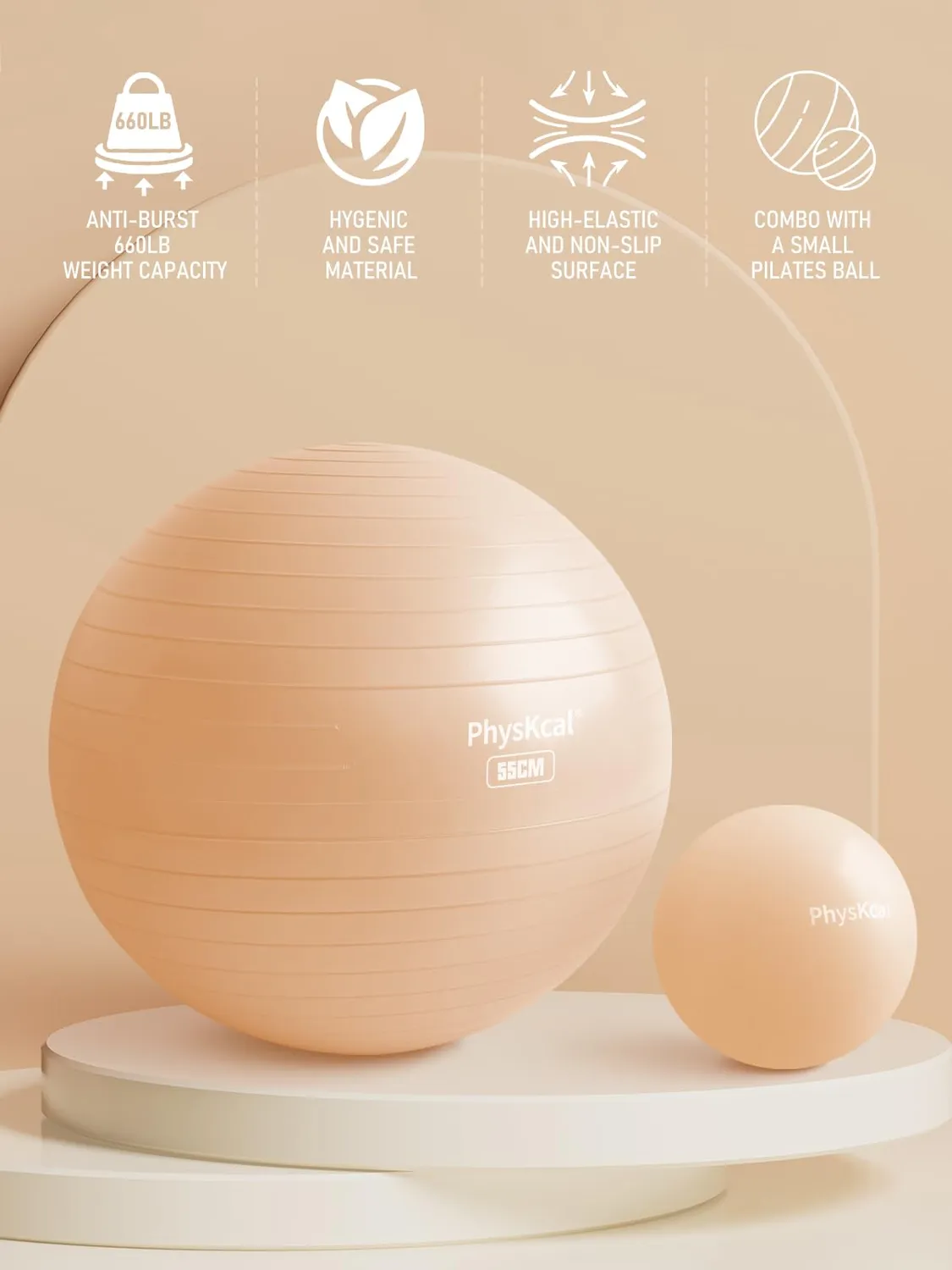 PhysKcal ballon de gym beige S 48-55 cm anti-éclatement