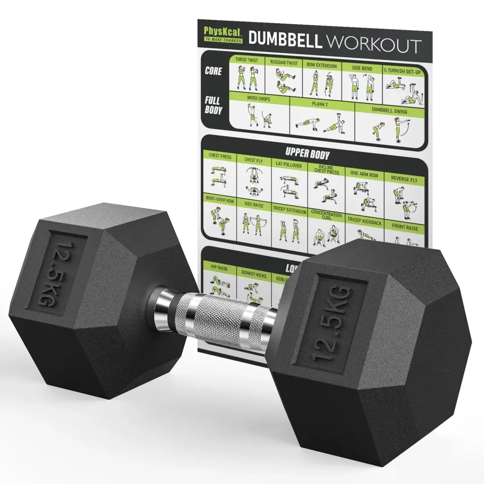 PhysKcal haltère hexagonal 12,5 kg unité inodore sol protégé