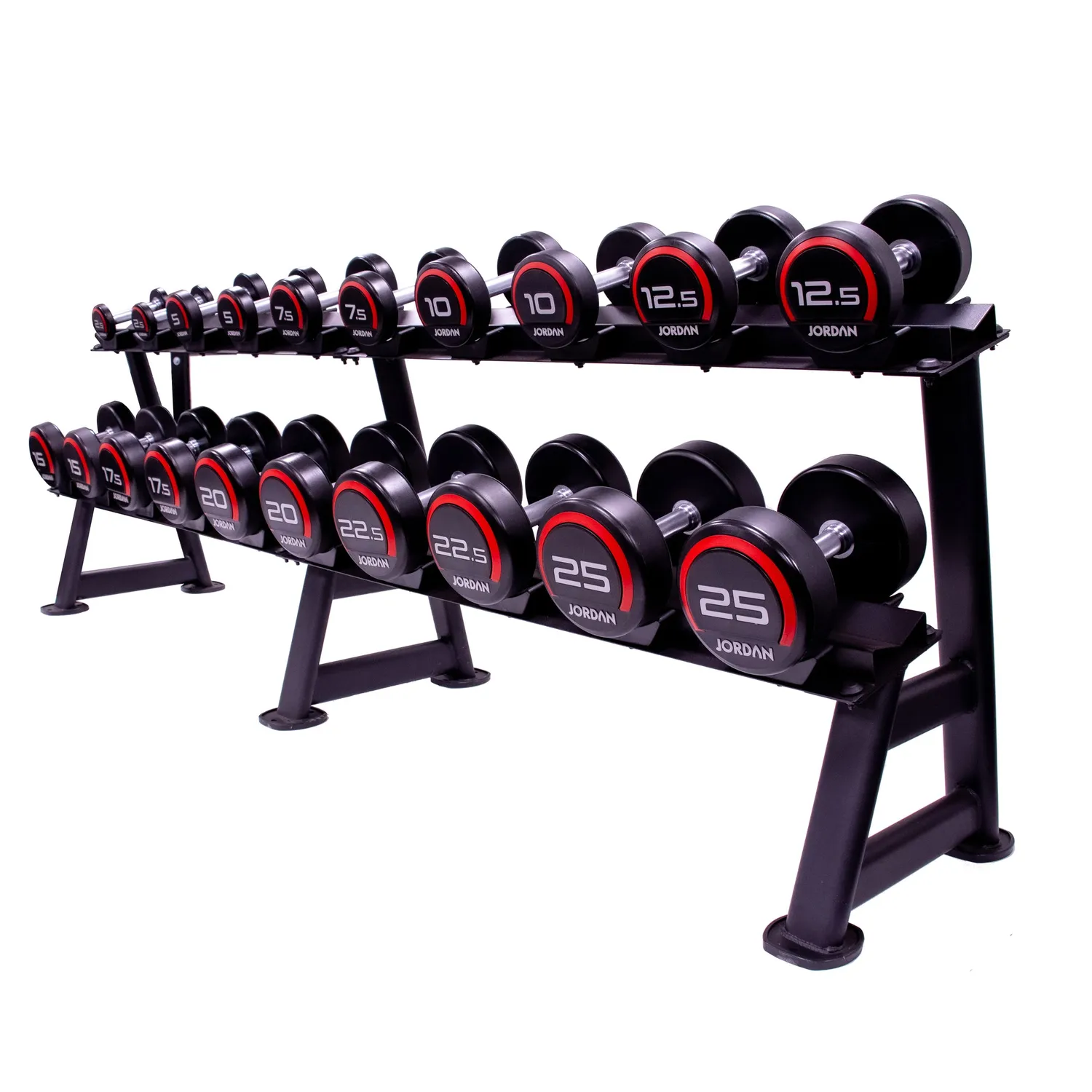 Jordan Fitness Dumbbell Rack support 12 paires 2 niveaux noir