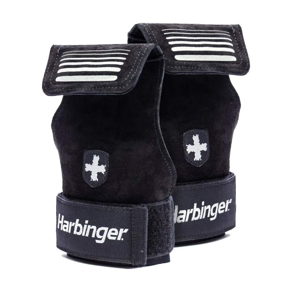 Harbinger Lifting Grips Sangles de Tirage Cuir Noir