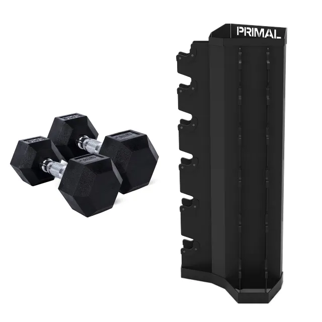 Primal Strength Performance Hex pack haltères PVC 210 kg rack