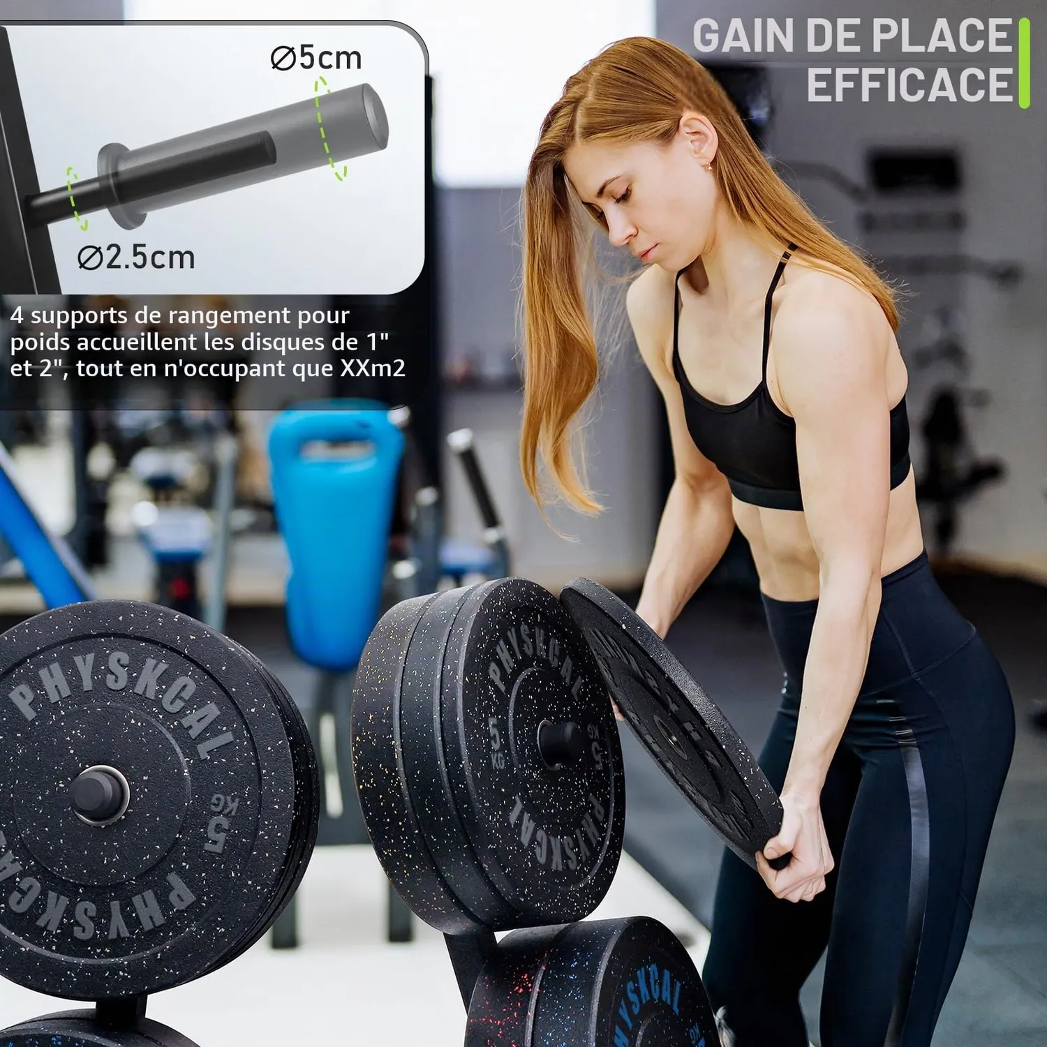 PhysKcal support disques acier 350 kg 4 bras