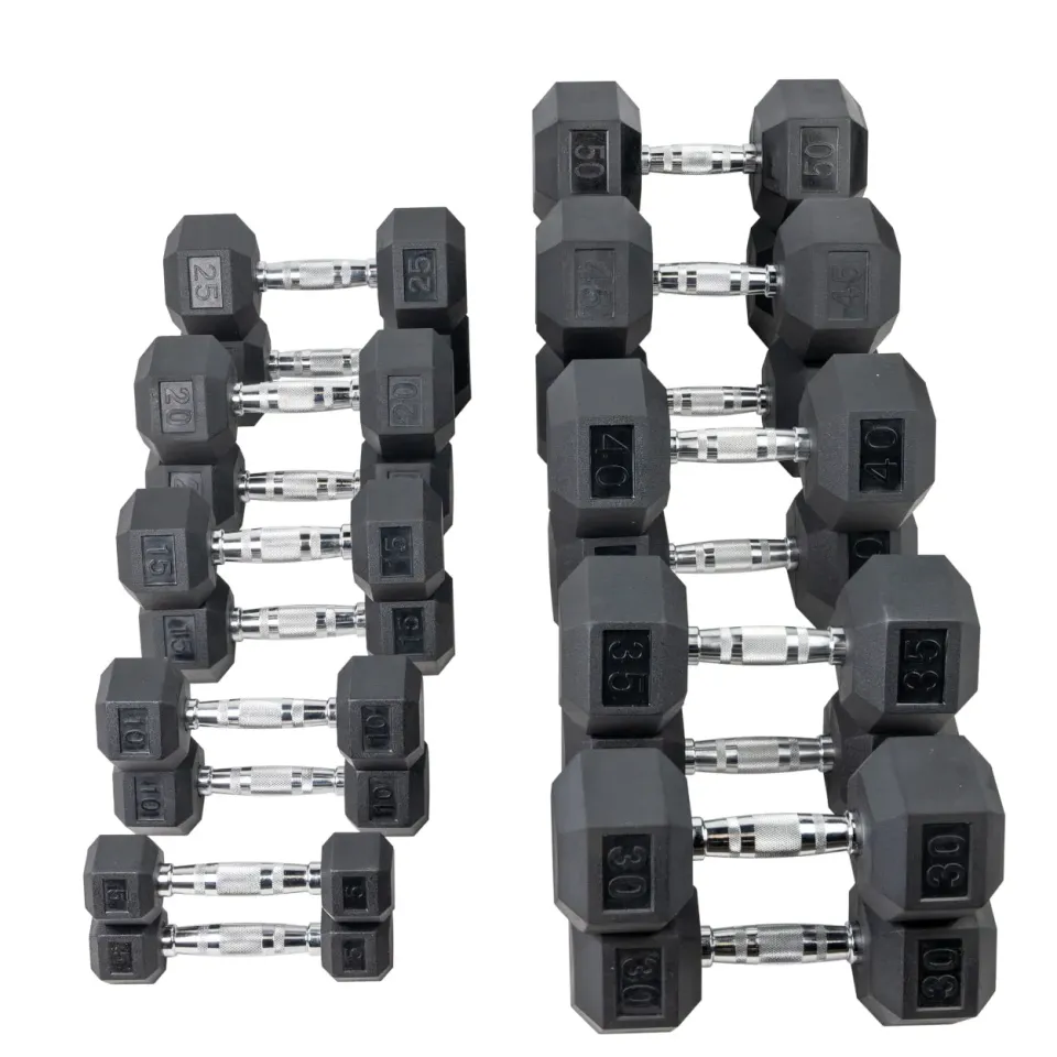 Hoist Fitness 5-50 Set 10 haltères hexagonaux caoutchouc 5-50 lbs