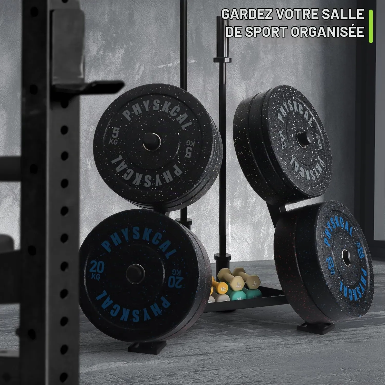 PhysKcal support disques acier 350 kg 4 bras