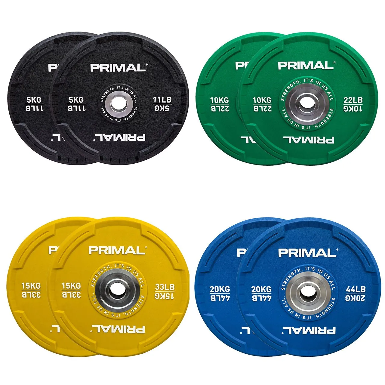 Primal Performance V2 CPU disque bumper set 100kg uréthane