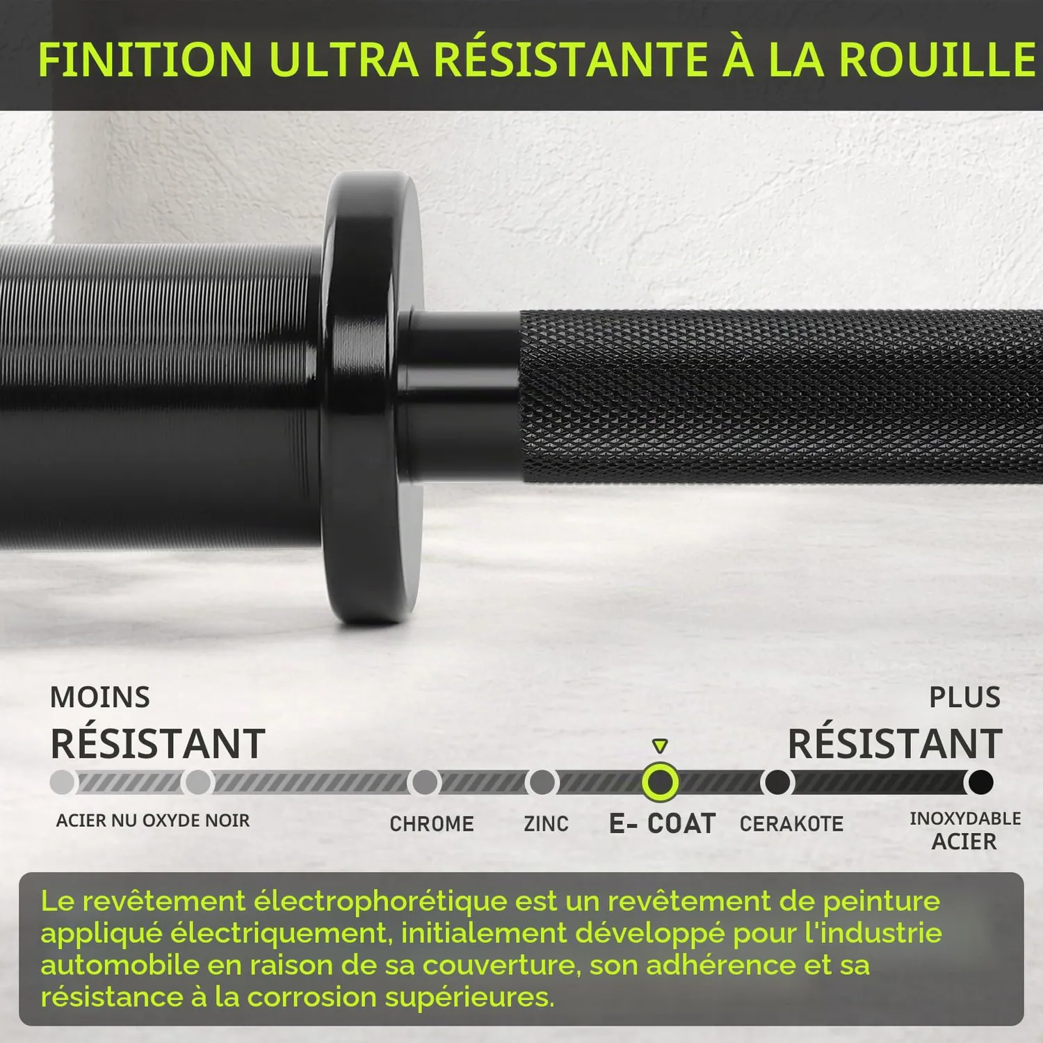 PhysKcal barres haltères olympiques 16" lot de 2 + clips