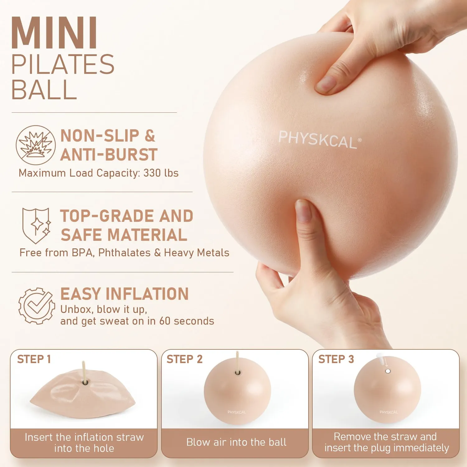 PhysKcal kit pilates beige nude 38 cm 7 pièces