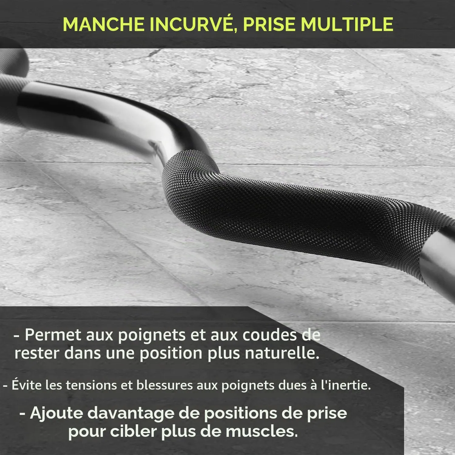 PhysKcal Barre EZ Curl 120 cm Noire 50 mm 367 kg