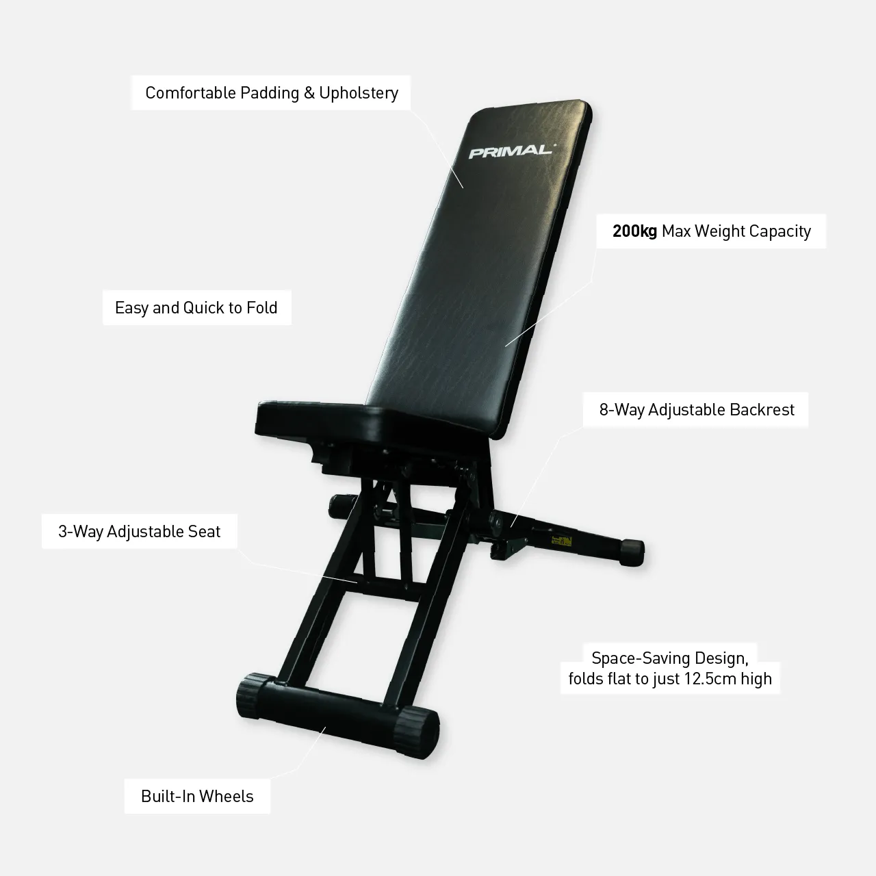 Primal Personal banc musculation pliable réglable 200kg