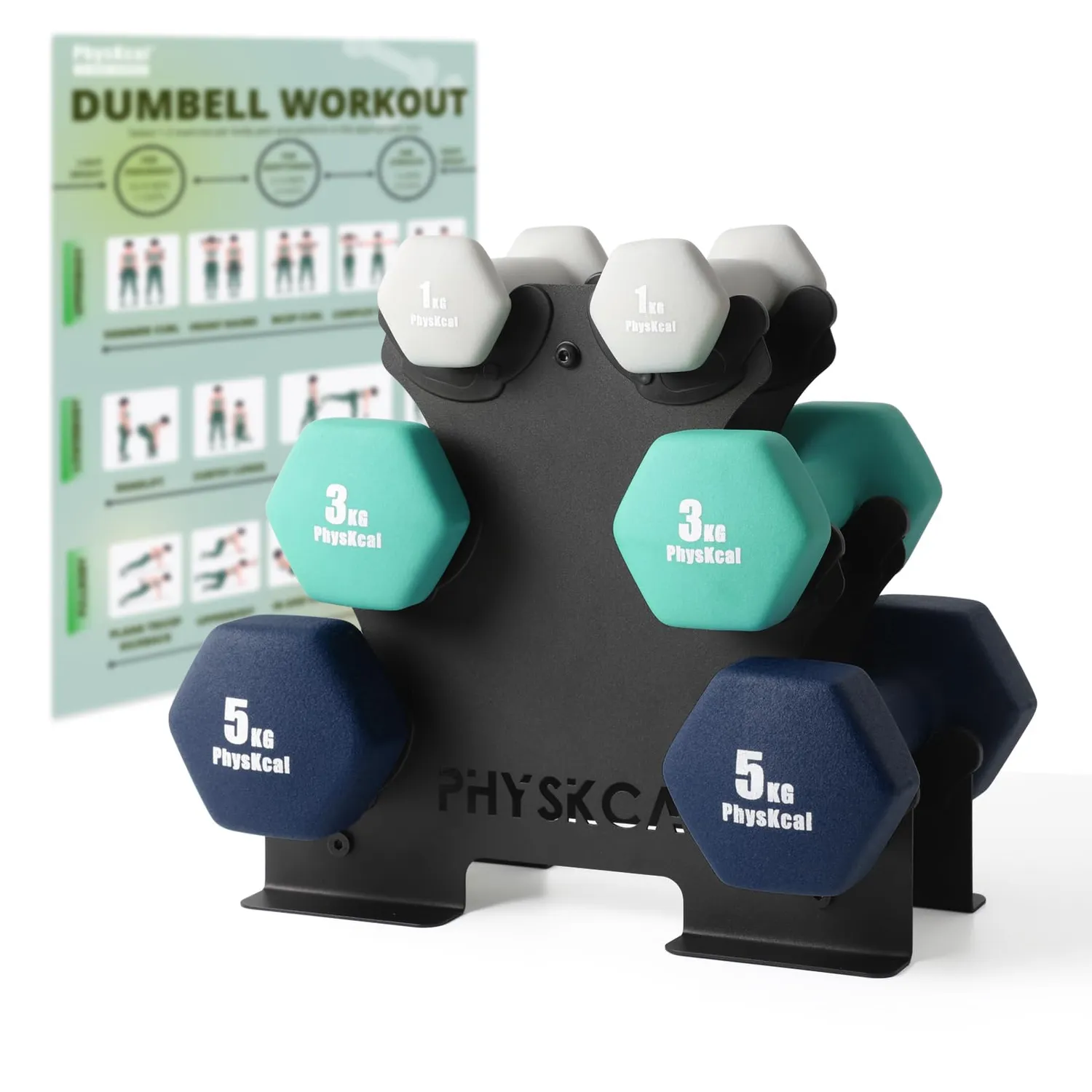 PhysKcal Set 12 kg Haltères Néoprène Tout Sable Bambou