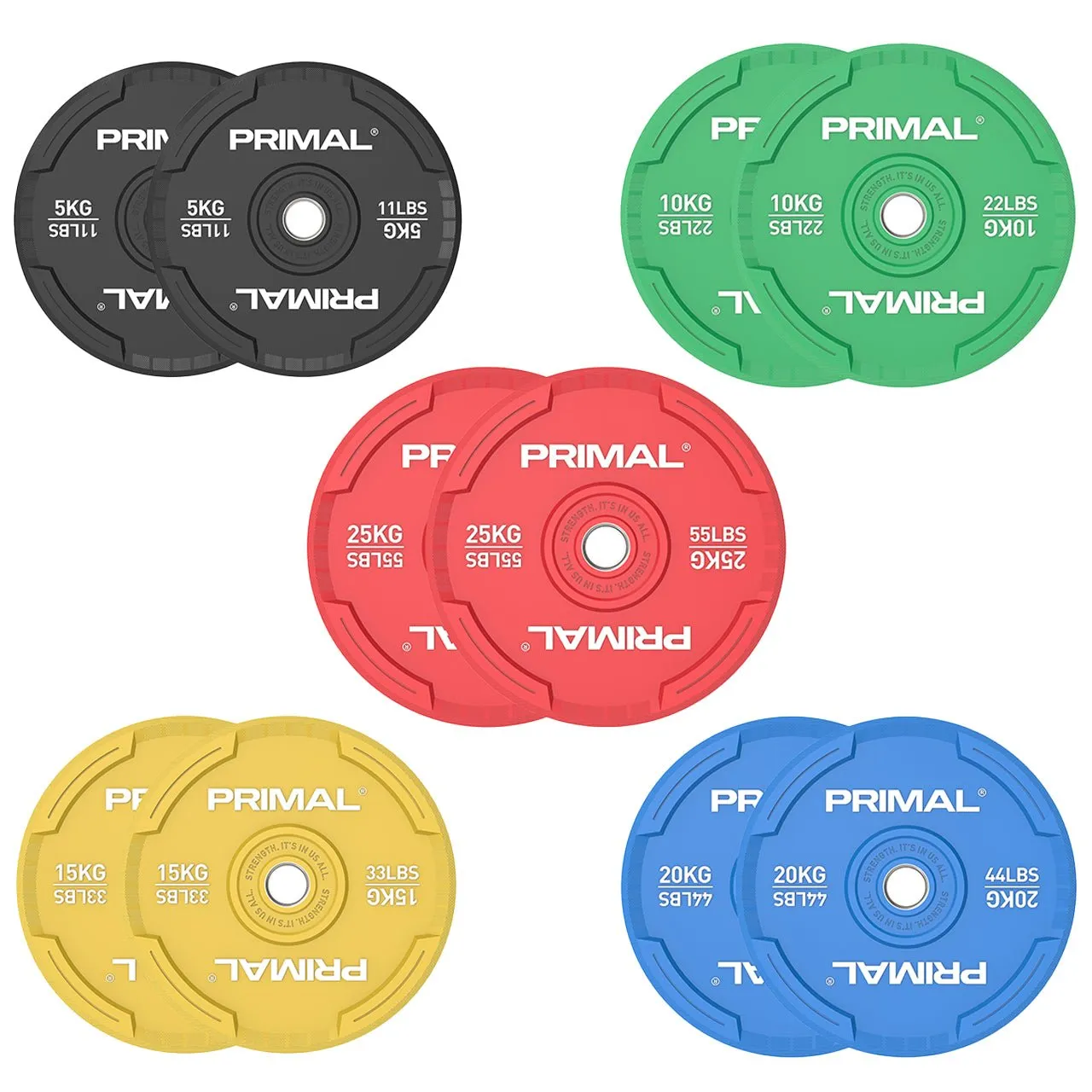 Primal Performance Series Coloured Bumper set 100 kg couleur