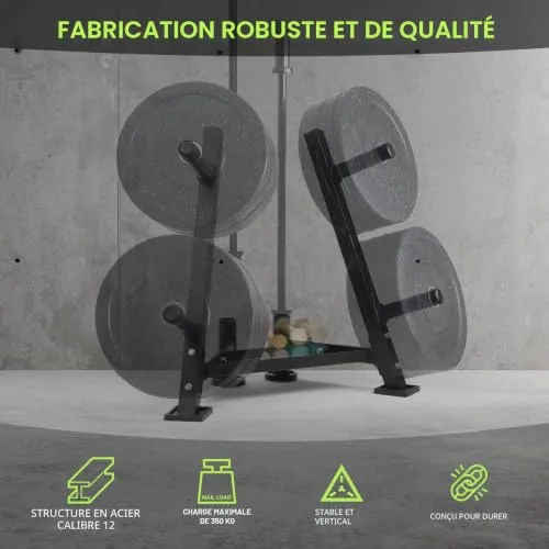 PhysKcal support disques acier 350 kg 4 bras