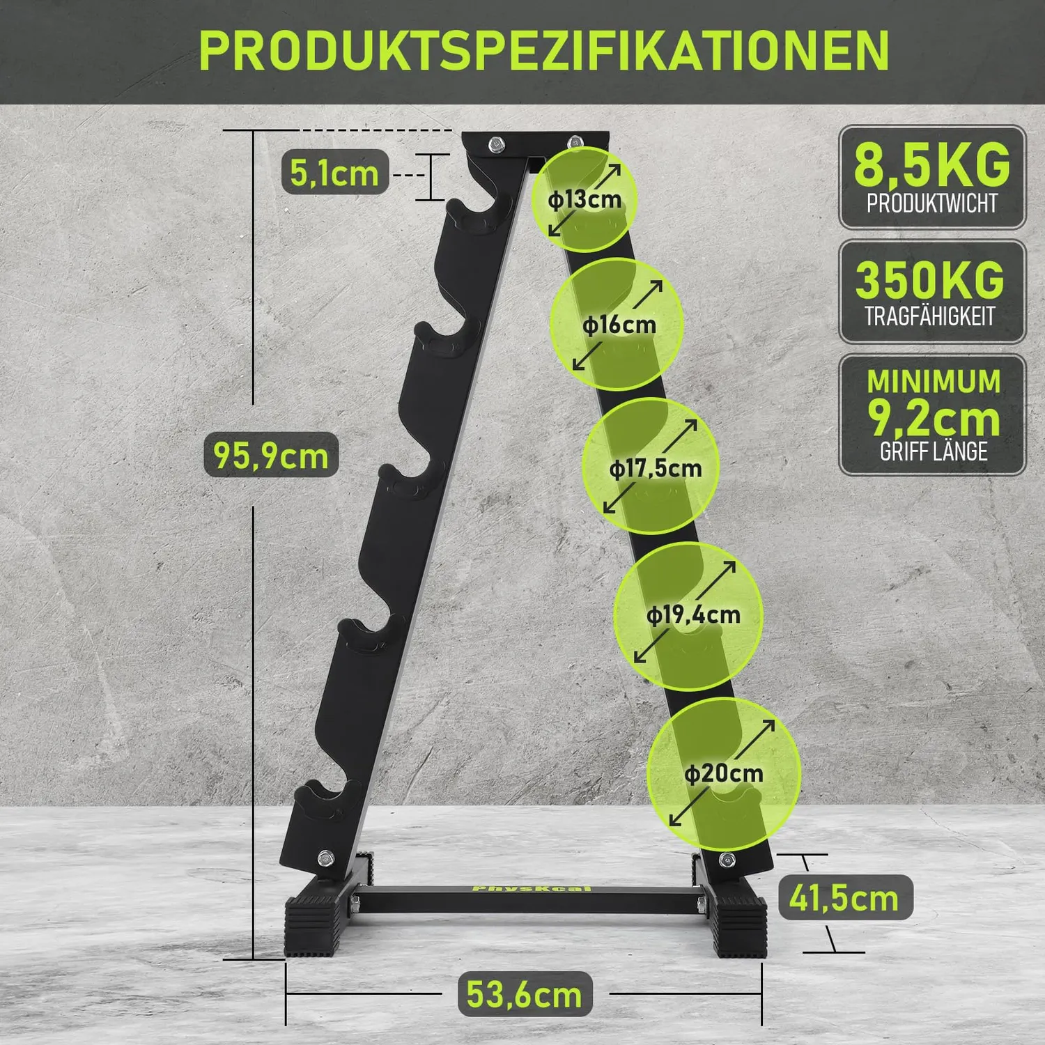 PhysKcal Support Haltères Acier 5 Niveaux 350 kg