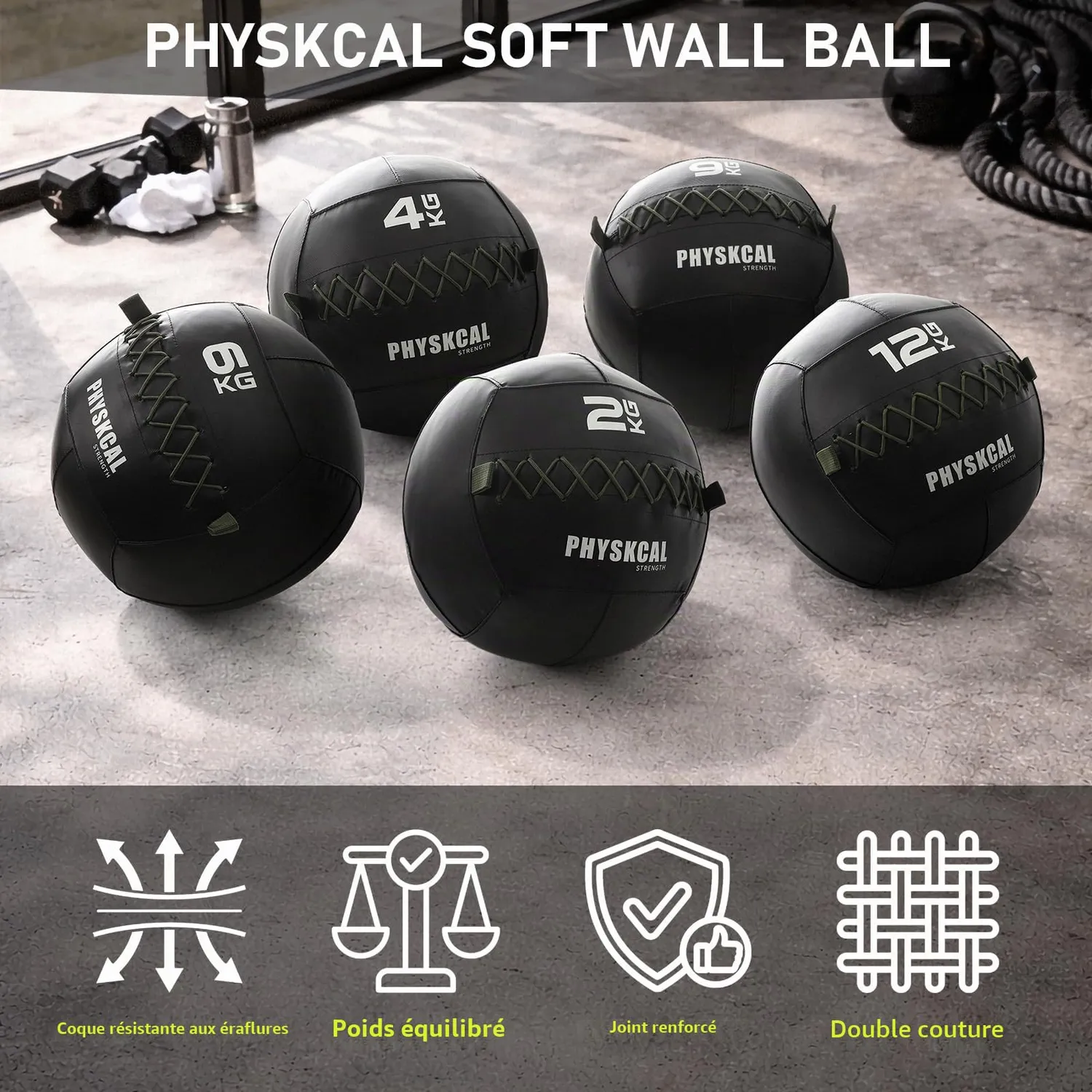 PhysKcal Wall Ball médecine-ball souple 12 kg