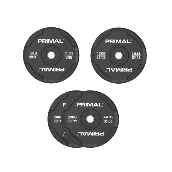 Primal 55kg Black Bumper Set kit disques bumper noir