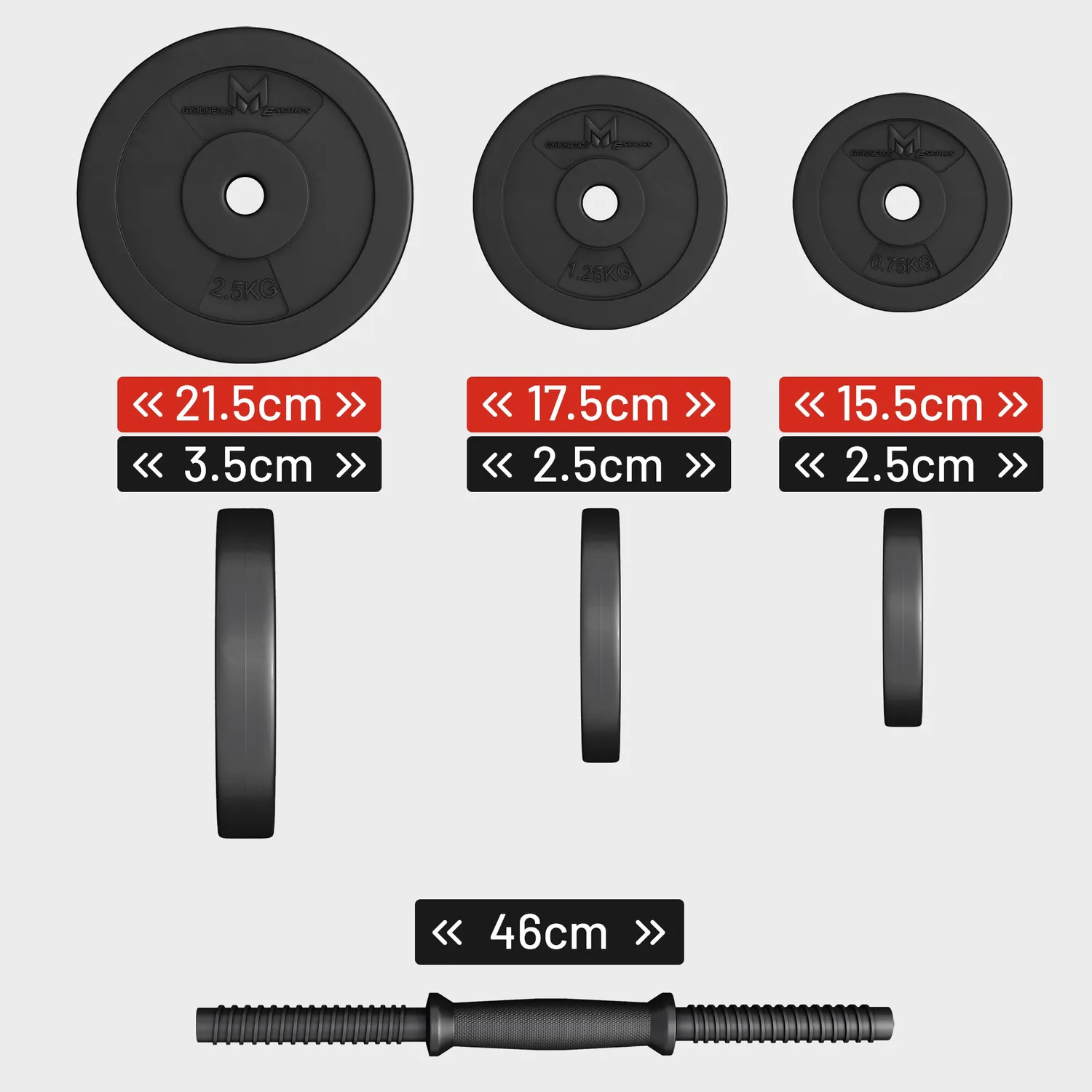 Gyronetics E-Series kit haltères 30 kg 25 mm plastique
