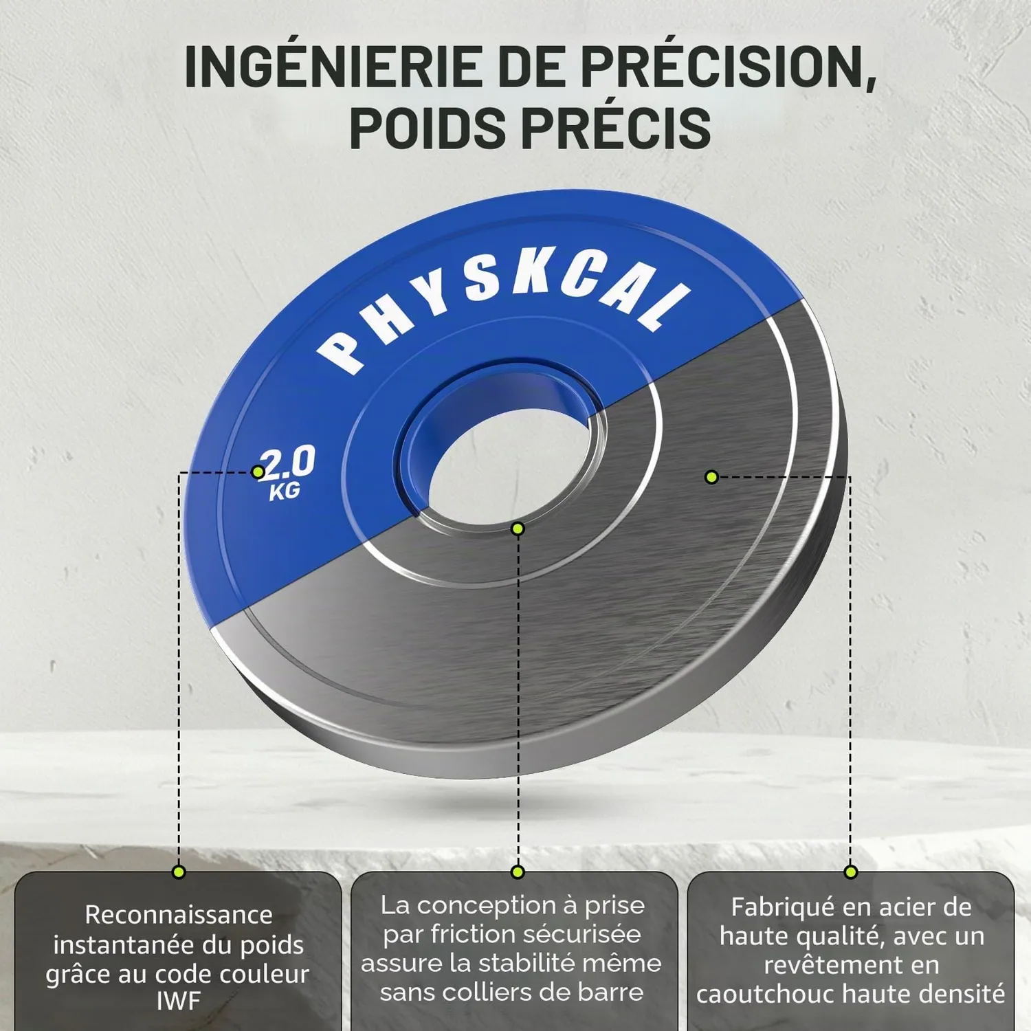 PhysKcal Bumper Disques Olympique 50 mm 2x0,5 kg Couleur
